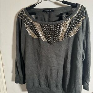 Forever 21 Black and Gray Acrylic Sweater